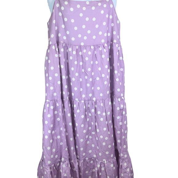 New CHARLIE HOLIDAY Anthropologie Isabella Maxi Dress Lavender White Polkadot 4 - Picture 4 of 11